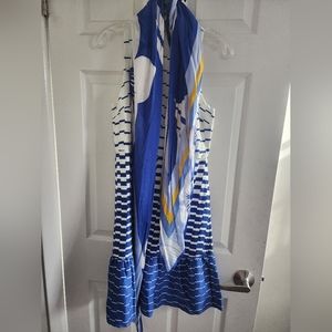 Ann Taylor white and blue summer tea dress 👗